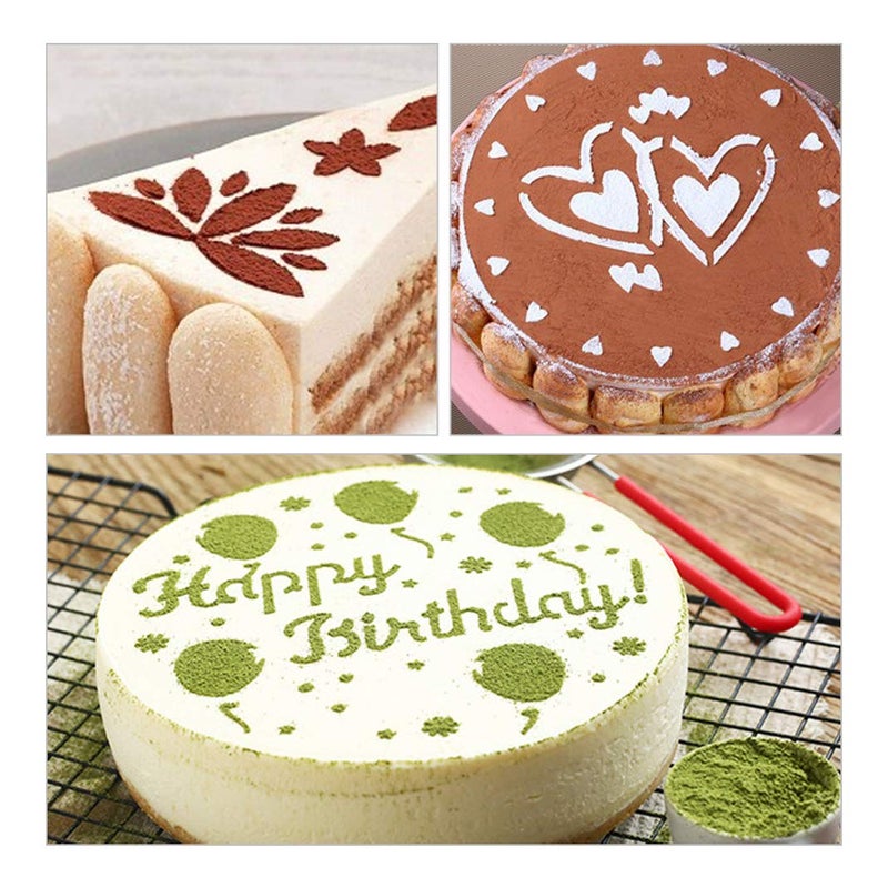 iSuperb 4 Pieces Cake Top Stencils Cookie/Cake Decorating Painting Templates Baking Tool for Cupcake Wedding Cake Fondant Impression, Wedding Birthday Party Cake Decoration Supplies - Image 5